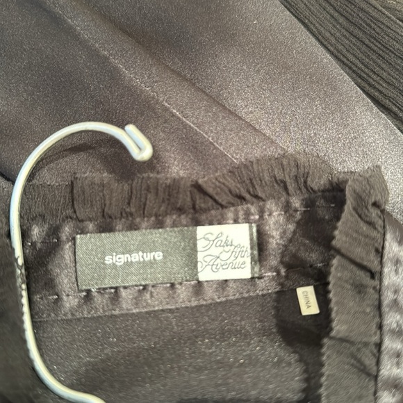 Signature Saks Fifth Ave black silk ruffle neck blouse - Picture 9 of 14